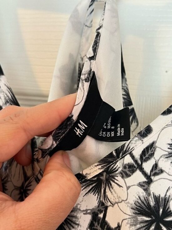 H & M Black & White Floral High Low Midi Dress size 8 - Picture 10 of 12